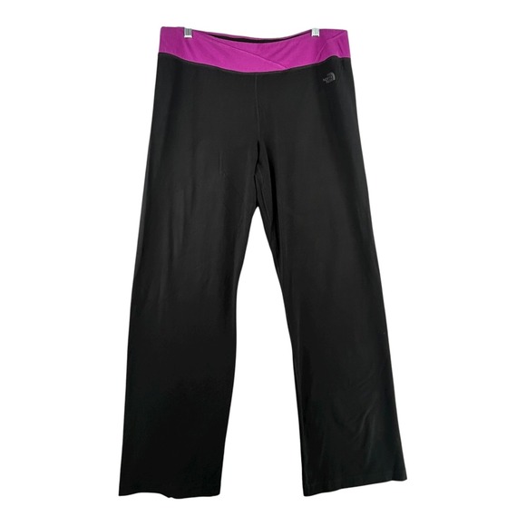 The North Face Womens X-Large Black Pink Wide Leg Athletic Yoga Stretch Pants - Picture 1 of 9